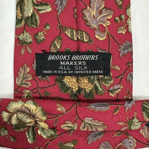 Brooks Brothers Men's Tie Floral Silk Necktie USA Designer Multi-Colored - Picture 9 of 11
